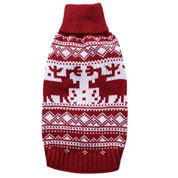 YZBear Pet Dog Sweater Red Christmas Reindeer