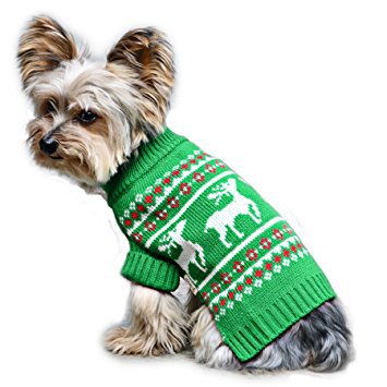 Stinky G Green Festive Reindeer Dog Sweater