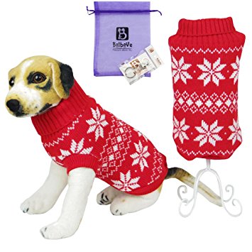 Bolbove Pet Snowflake Knitted Turtleneck Sweater