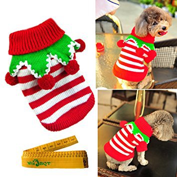 Wiz BBQT Christmas Dog Sweater with Collar and Balls