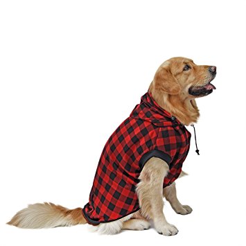 PAWZ Road Large Dog Plaid Shirt Coat Hoodie