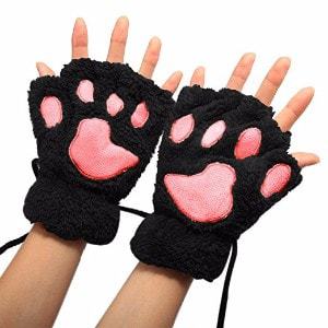 Arshiner Women Bear Plush Cat Paw Claw Glove Soft Winter Gloves