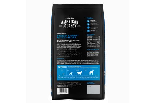 American Journey Salmon & Sweet Potato Recipe Grain-Free Dry Dog Food Back of Packet