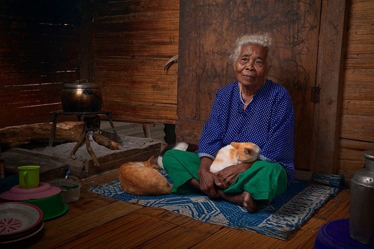 woman with cats