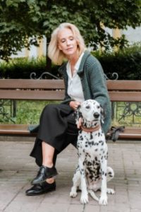 woman with dalmatian