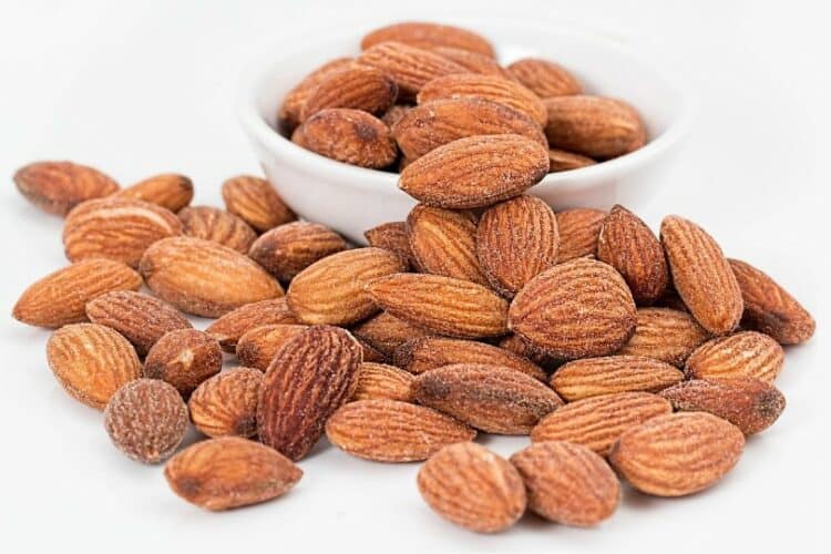 almonds in white background