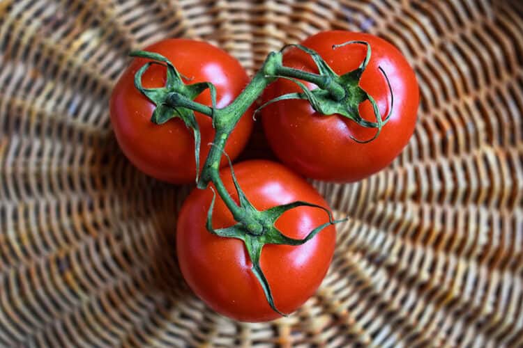 tomatoes on a basket