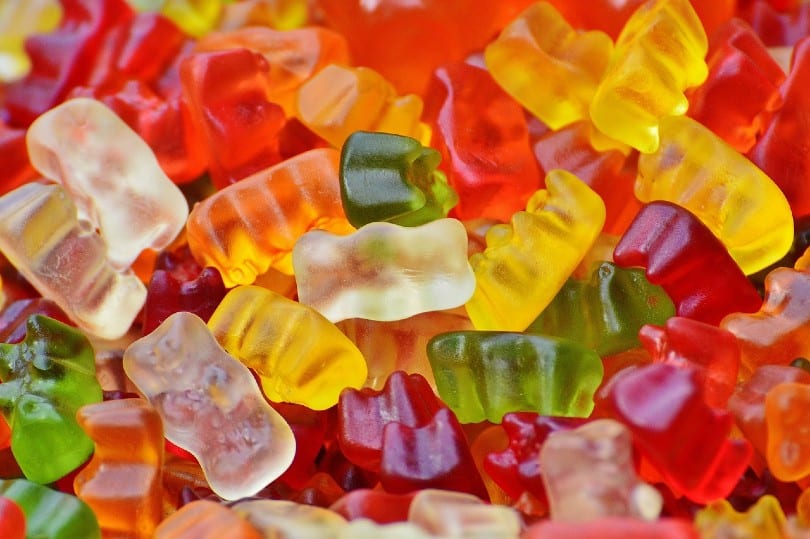 close up of gummy bears